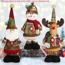 Juego de figuras de peluche - 1 pieza/3 piezas de Papá Noel, Muñeco de Nieve y Reno, con patas ajustables | Decoración festiva adorable para el hogar y fiestas, perfecta para familia, hotel o decoración de escaparate de tienda - Sin necesidad de energía, de vuelta a la escuela Día de San Valentín