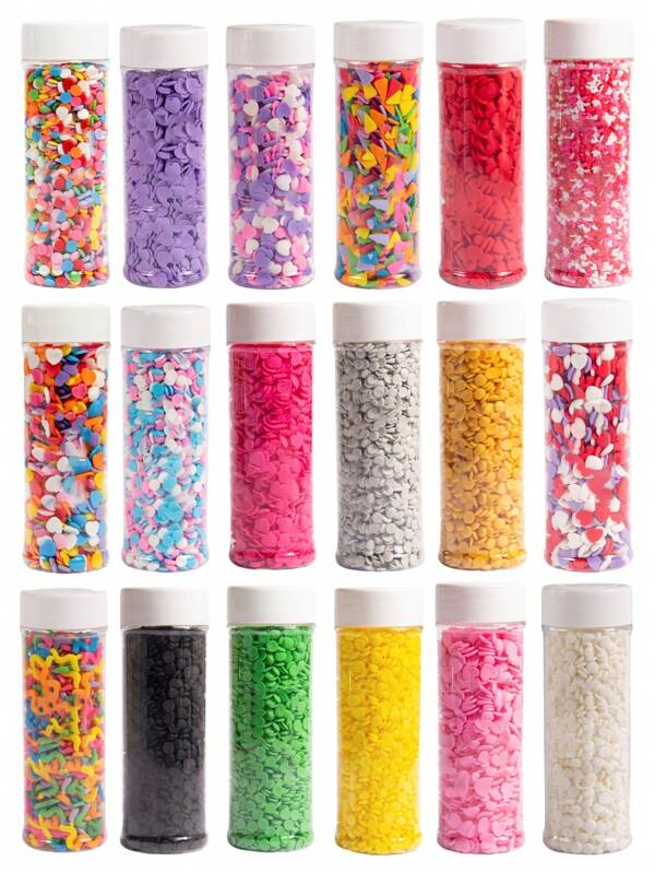 3,52 oz/100g bunte, vielfarbige Tortendekoration in Herzform und Kreisform, Backdekorationen für Hochzeitstorten, Eis, Lutscher, Donuts & Gebäck, nur für Dekorationszwecke