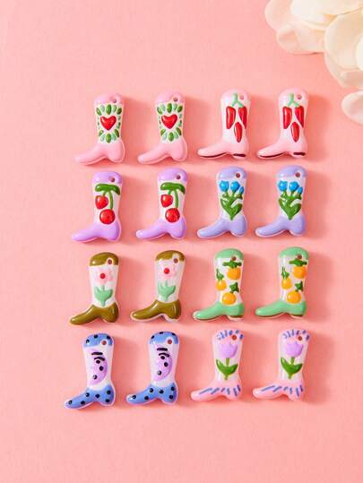 1/5/10pcs Multicolor Enamel Hand-Painted Cute Charm Pendants, Including Cherry, Chili Pepper, Heart, Flower, Moon Shapes, Suitable For DIY Jewelry Making Such As Necklace, Earrings, Keychain, Great Gifts For Valentine's Day, Mother's Day