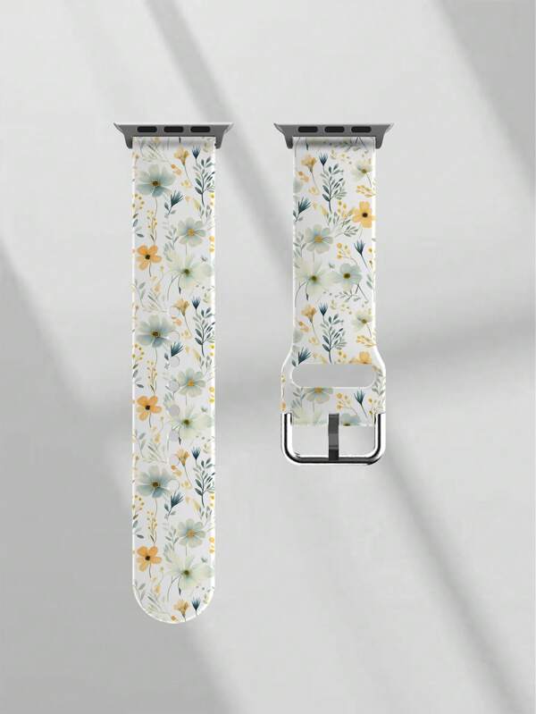 1pc Soft, Elastic, Breathable Floral Pattern Strap Replacement For Apple Watch 38mm 40mm 41mm 45mm 44mm 42mm 49mm, Fashionable Casual Multi-Color Silicone Band Compatible With Apple Watch Ultra SE/10/9/8/7/6/5/4/3/2/1 Series