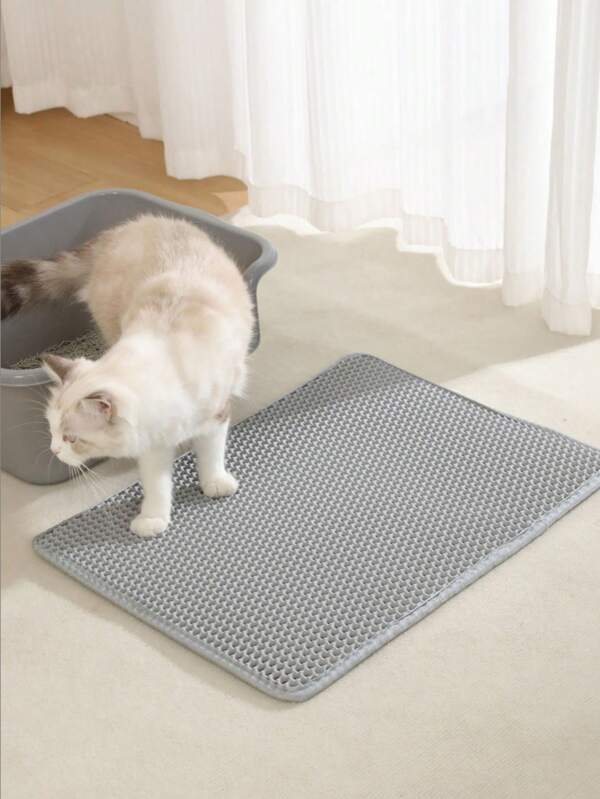 1pc Dual-Layer EVA Cat Litter Mat, Anti-Slip, Easy To Clean, Scratch-Resistant, Washable, Comfortable, Prevents Litter Scatter And Splash