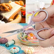 Vintage Style Fabric Scissors, Professional Stainless Steel Sewing Tool For Stitching, Patching And Altering Clothes, Colorful Design Suitable For Crafting And Quilting