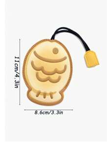 1pc Creative Cute Fish Shaped Key Holder, PU Leather Pull String Key Protector Case Keychain Bag Accessory Car Accessories Bag Charm