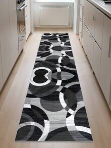 1pc Modern Minimalist Black Area Rug, Washable Non-Slip, 850g/M² For Living Room Bedroom Kitchen Office Entryway