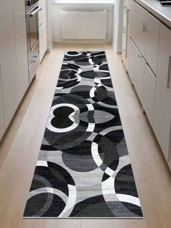 1pc Modern Minimalist Black Area Rug, Washable Non-Slip, 850g/M² For Living Room Bedroom Kitchen Office Entryway