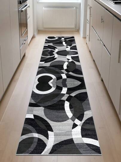 1pc Modern Minimalist Black Area Rug, Washable Non-Slip, 850g/M² For Living Room Bedroom Kitchen Office Entryway