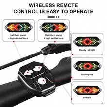 Luz trasera inalámbrica con control remoto para bicicleta, con LED, bocina, luz de freno, recargable por USB, luz de advertencia de para bicicleta de montaña - Multicolor - Ver 7