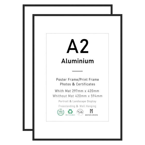 2/3/4pcs, Metal Picture Frame, Aluminum Alloy Black Simple Photo Frame, A2 Extra-Large Frame,Certificate Frame, Wall Gallery Collage Picture Frame For Wall Mounting And Desktop Display