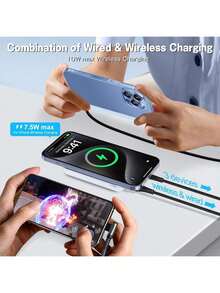 适用于 Magsafe 电池组，5000mAh 磁性移动电源，配备 Type-C 线缆，快速充电照明输入，无线便携式充电器，适用于 16/15/14/13/12/ 所有系列，适合夏季假期户外旅行/露营和免提应急备用移动电源，适合送给家人、朋友、生日的礼物，磁性无线 Nan - 粉色 - 查看 10