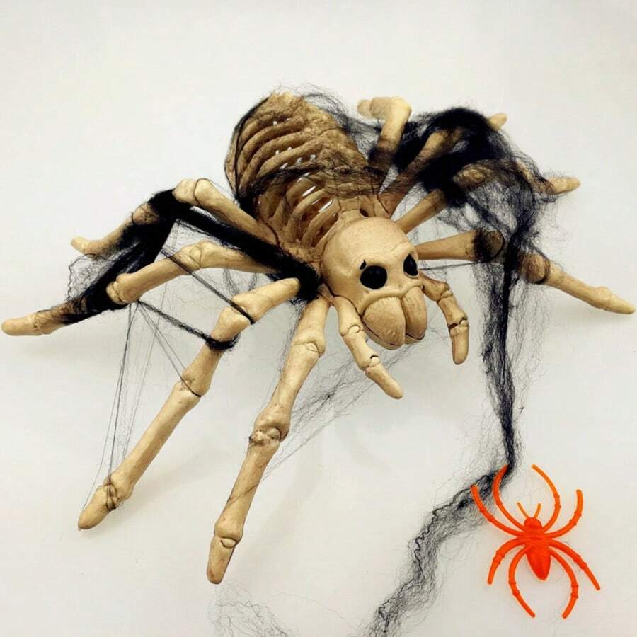 1pc Realistic Spider Skeleton Decor - Halloween Skeleton Model - Scary Animal Skeleton Decoration