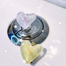 2pcs Heart-Shaped Flashing Flashing Toilet Flush Assist Button, Protecting Nail Art, Indoor And Car Decoration, Drawer And Wardrobe Handle, A More Comfortable Life And A More Exquisite Gift For Friends
