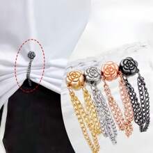 2 件/4 件多功能磁性衬衫夹、衬衫/围巾夹、隐形可调节 T 恤/裤子下摆夹、链式时尚配饰