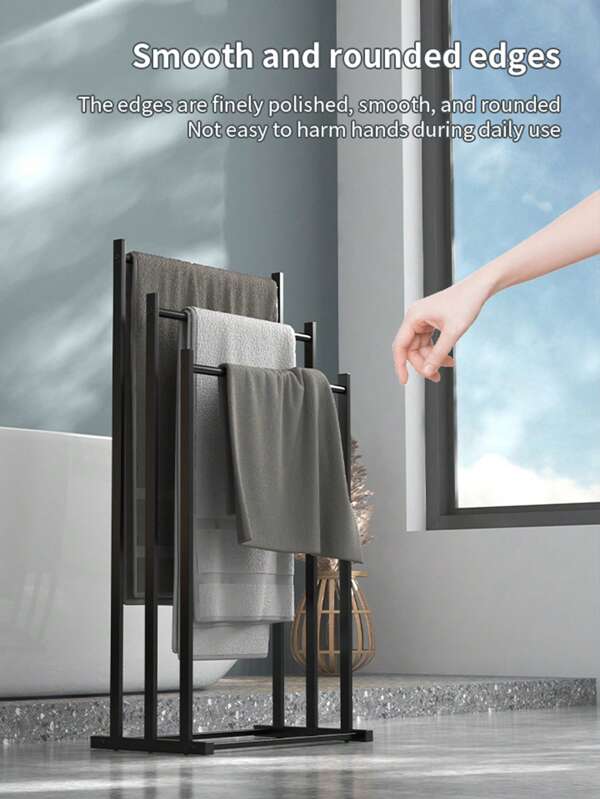 1pc Floor Bathroom Floor Standing Towel Rack Easy To Install, Space Saving, Suitable For Storing Towels, Towels, Blankets In The Bathroom Or Bathtub, Bathroom Storage Rack And Storage Rack