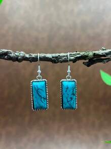 Retro Western Country Style Faux Pearl CCB Beaded Necklace Chain With Water-Drop Pendant, 3 Layers Chain Design, Matching Rectangle Earrings, Suitable For Women And Girls To Pair With Daily Outfit, Party Accessories, Jewelry, Gift For Family/Friends/Yourself