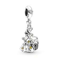 Talisman de plata de ley 925 chapado en oro rosa con diseño fijo de flor de ciruelo y animal de dibujos animados, adecuado para pulseras DIY, regalo de moda y elegante para el cumpleaños de la mujer