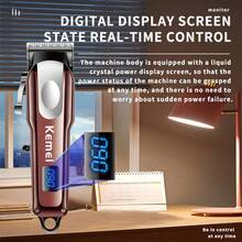 Kemei 1pc Rechargeable Electric Hair Clipper For Men, Precision Adjustable, Professional Cordless Beard Trimmer With Adjustable Comb