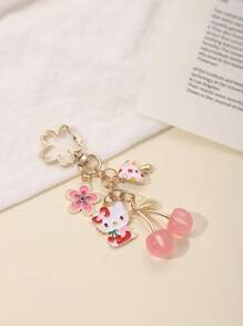Sanrio 1pc Unisex Sanrio Hello Kitty Key Chain Set, Cherry, Strawberry, Pearl Design Cute Pendant Keychains, Fashionable Lightweight Luxury Boho Gift For Mother's Day, Teacher, Graduation, Car Accessories, Valentine's Day