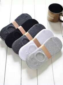 5 pares de calcetines sin marcas de color negro, blanco y gris sólidos, antideslizantes y antifricción, unisex