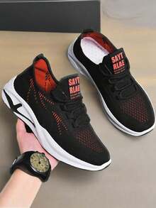Tenis deportivos para hombre con rayas decorativas: Malla mesh transpirable, suela antideslizante para tenis y estabilidad talón. Versátiles para juego de tenis, caminata y estilo casual diario. - negro y rojo - Ver 2