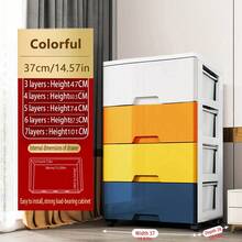 多层抽屉式收纳柜免组装床头五屉储物柜塑料加厚收纳箱可移动 - 彩色 - 查看 45