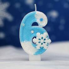 1個生日數字蠟燭，大號白色與藍色雪花生日蠟燭蛋糕裝飾，閃粉蠟燭蛋糕裝飾，適合女孩與女性週年慶祝、家居裝飾、聖誕裝飾、房間裝飾、聖誕禮物 - 彩色 - 查看 15