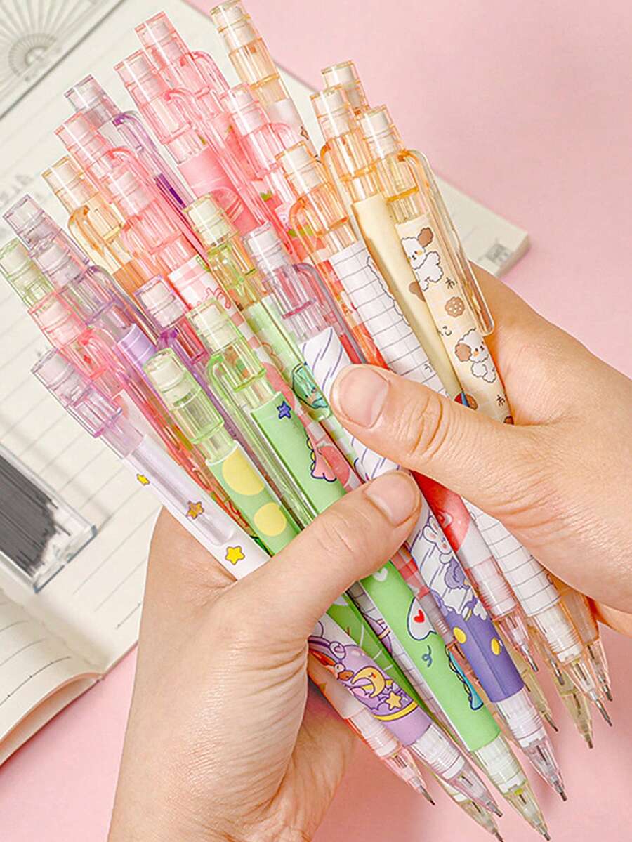 Creative Automatic Peach Shaped Mechanical Pencil, High-Stylish Student Pencil For Campus Study, Perfect For Back To School, Birthday Gift, And Reward - Multicolor - View 1