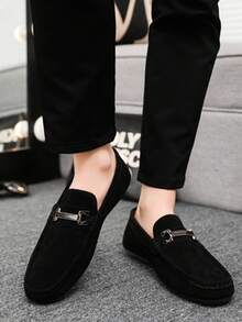 1 双男士防滑休闲百搭乐福鞋，新款透气一脚蹬软底皮鞋