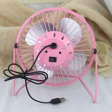 Ventilador pequeño de escritorio, ventilador USB de cuatro aspas de aluminio, silencioso y con viento súper fuerte, mini ventilador portátil para oficina en casa, regalo ideal de verano. - Azul - Ver 8