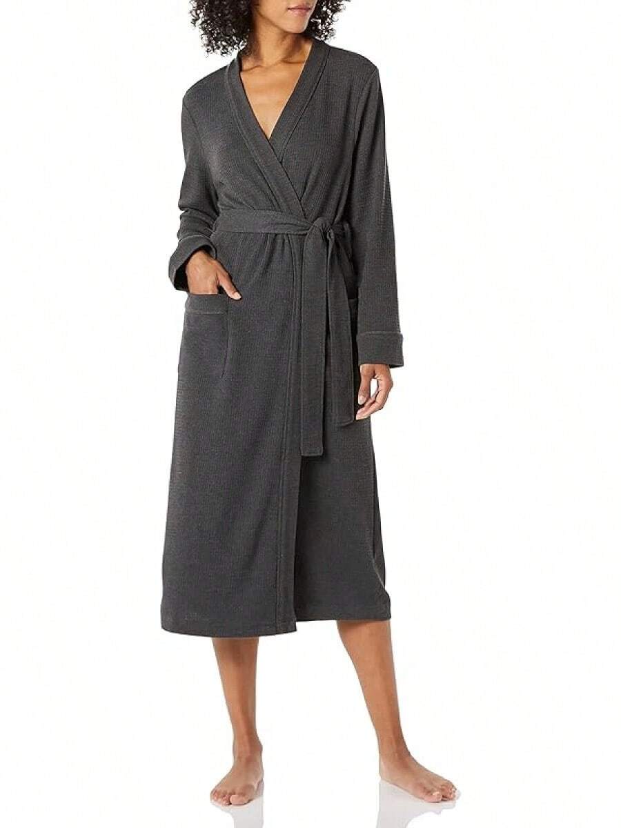 Women's Lightweight Waffle Full-Length Robe Plus Size Fashionable ...
