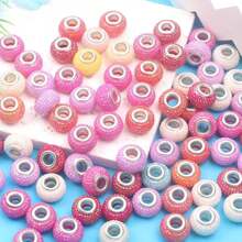 Cuentas europeas de bayas surtidas con agujero grande, cuentas espaciadoras de colores mixtos para varitas de hadas, pulseras, brazaletes y manualidades de joyería