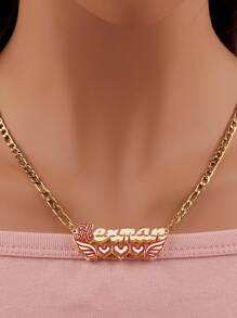 1 pièce Collier pendentif avec motif personnalisé de nom anglais, plusieurs styles disponibles, convient pour diverses occasions et pour un usage quotidien, cadeau parfait pour les festivals, bijou haut de gamme et raffiné