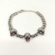 Embrace Your Inner Punk With This Retro Silver Skull Punk Bracelet - Perfect For Halloween - Silver - View 1