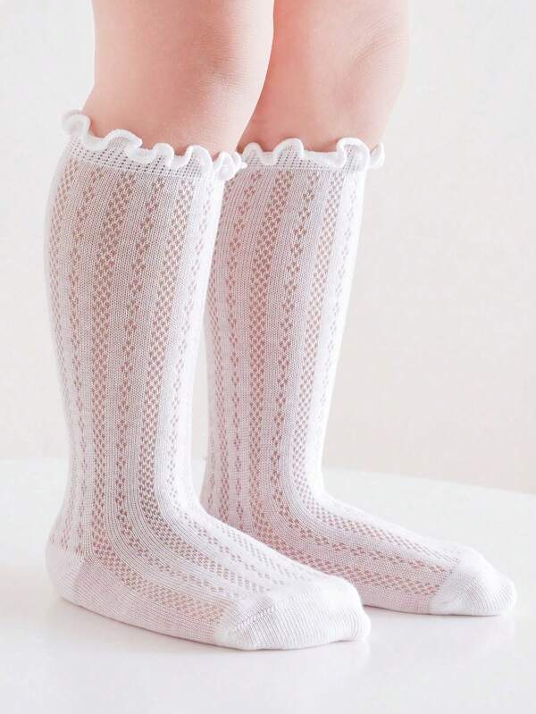 3 paires de chaussettes hautes jusqu'aux genoux avec volants blancs, chaussettes polyvalentes de style princesse à assortir facilement, chaussettes élégantes pour la danse espagnole