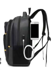 Mochila escolar para jovens estudantes à prova d'água, reforçada, anti-roubo, contém bloqueio com senha. - Preto - Visão 2