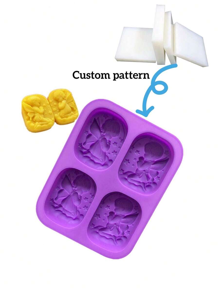 1pc/ Customized Silicone Angel Soap Mold, Hand-Made Soap 4 Sets, Beautiful Male And Female Angel-Shaped Cake Molds, Soft Clay