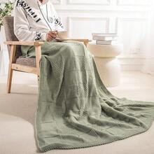Knit Throw Blanket,Classical Checkered Blanket For Couch,Cozy Warm Knitted Throw Blanket For Bed Sofa Living Room, Decorative Stretched Throw, Lightweigh,50"X 60"Oatmeal - 鼠尾草綠 - 查看 8