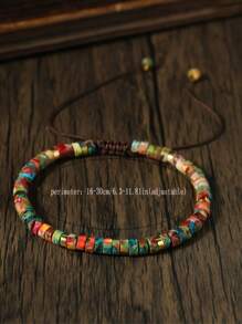 1 pezzo Bracciale regolabile da uomo e donna in stile retrò boho, con pietra naturale imperiale colorata personalizzata, divisore 4*2