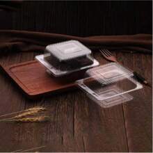 5/10/20/50/100个装一次性透明长方形塑料甜点盒，带盖，烘焙包装容器，适用于糕点、蛋糕、瑞士卷、麻糬、沙拉等。