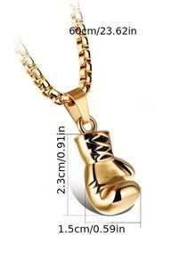 1pc Retro Fitness Boxing Gloves On, Titanium Swagger Punk Fashion Pendant Necklace Movement - one-size - View 6