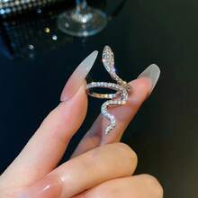 Wrapped Little Snake Light Luxury Ring Female Niche Design Fashion Personality Index Finger Ring - Bạc - Xem 1
