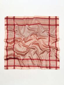 1 件轻质沙漠阿拉伯头巾，户外露营颈巾缎面 90x90 厘米方形围巾，适合夏季海滩、户外 - 紅色 - 查看 4