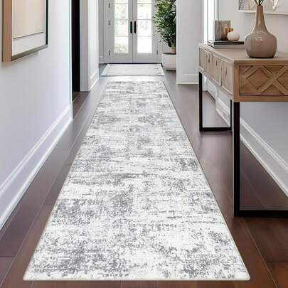 1PCS  Abstract Carpet Runners Non-Slip  Extra Long Faux Wool Rug Runners For Hallway Machine Washable Low Profile Floor Carpet For Indoor Hallway Kitchen Bedroom Entrance 65x180cm