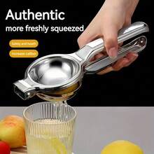 Premium Stainless Steel 1pc Manual Juicer - Hand Press Lemon Squeezer, Fruit Juice Extractor For Fresh Juice, Home Kitchen Tool Durable Stainless Steel Manual Citrus Juicer - Lemon & Orange Squeezer For Fresh Juice, Easy-To-Use Kitchen Tool With Ergonomic Handle, Perfect For Outdoor Events & Parties, Outdoor Cooking Accessory | Sleek Metallic Finish | Durable Construction, Lemon Juice Squeezer - Silver - View 2