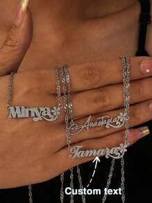 定制姓名项链、设计花形项链、不锈钢镀金哑光姓名项链、个性化姓名项链、女士生日礼物、母亲节礼物、女士女孩礼物、生日礼物、纪念礼物、返校礼物 - 彩色 - 查看 2