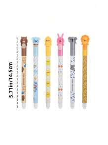 12 peças Canetas Gel com Cavalete de Animal Fofo, ponta de 0,5 mm, Lavável e Apagável, Cores Pastel com Designs Alegres - Ideal para uso em Escritório e Papelaria, Suprimentos de Escritório | Design Alegre | Suprimentos Escolares com Tinta Lavável, De Volta às Aulas