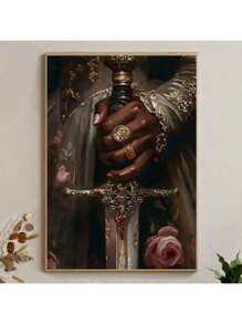 1 pieza Cartel de pintura al óleo con estado de ánimo sin marco, impresiones en lienzo de mujer victoriana con espada, decoración antigua, arte de pared oscura, encaje, anillo, pintura mural artística para regalo, para dormitorio, baño, sala de estar, decoración de pared, decoración del hogar y la habitación