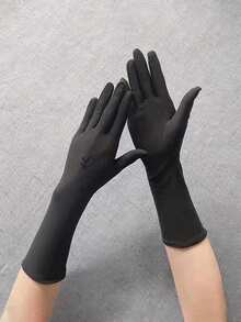 1pair Women Floral Embroidery Casual Gloves, For Daily Life Halloween Accessories Winter Gloves - Black - View 2