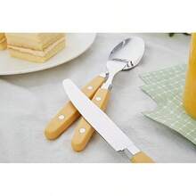 ANNOVA Juego de cubiertos de acero inoxidable con remaches/cubiertos de estilo retro (Light Purple, 20 Pieces) - Amarillo jengibre - Ver 7