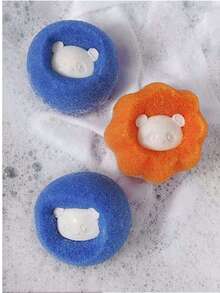 10 个熊形宠物洗衣海绵球，去除宠物毛发，用于洗衣，减少皱纹和纱线碎片，可重复使用的烘干球，宠物清洁工具，颜色随机。