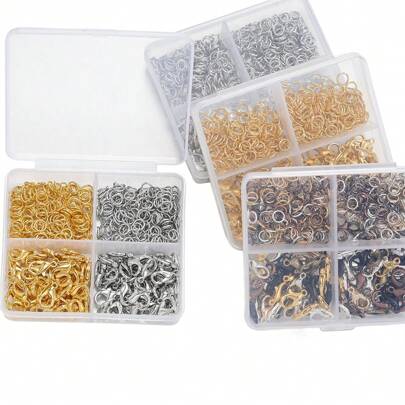 500pc Jewelry Making Kit Durable Lobster Clasps & Jump Rings With Storage Box For DIY Necklace Bracelet Supplies Chain Connect
